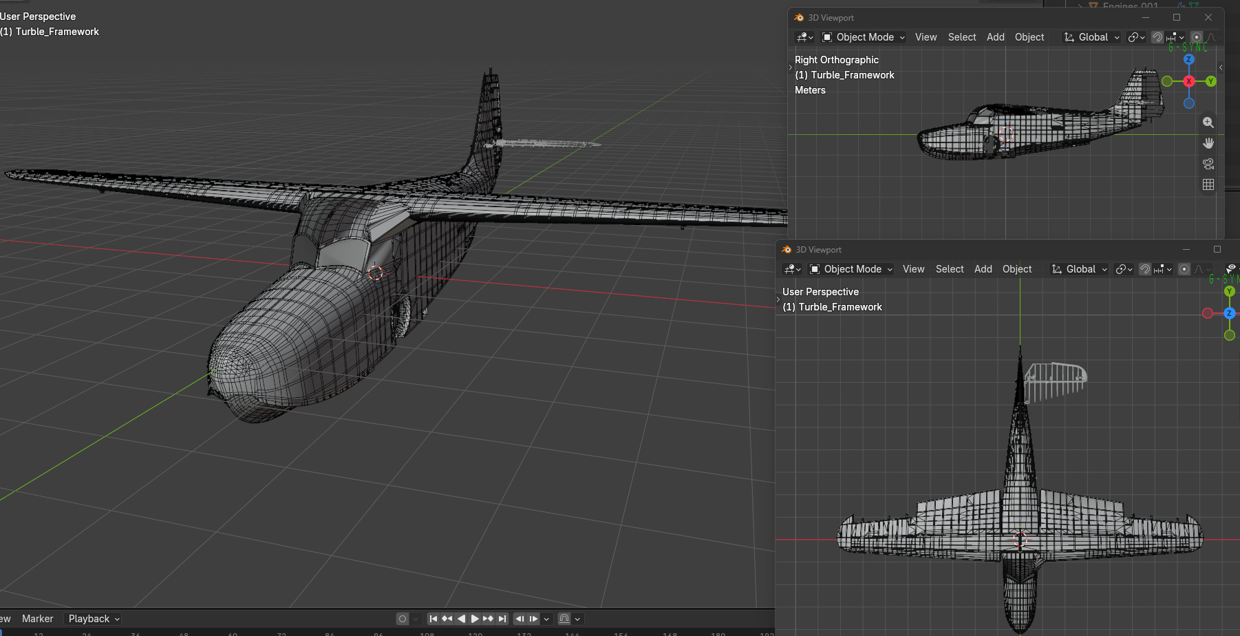 Grumman Goose Blender wireframe model