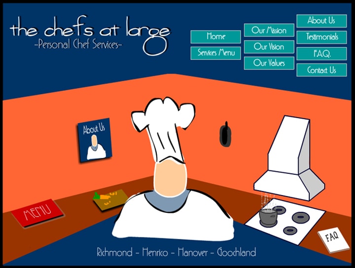 The Chefs at Large website homepage