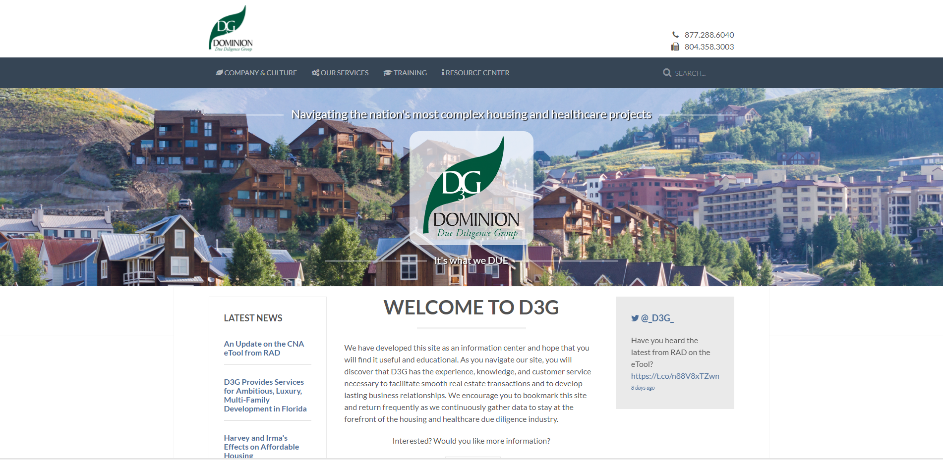 Dominion Due Diligence Group website homepage