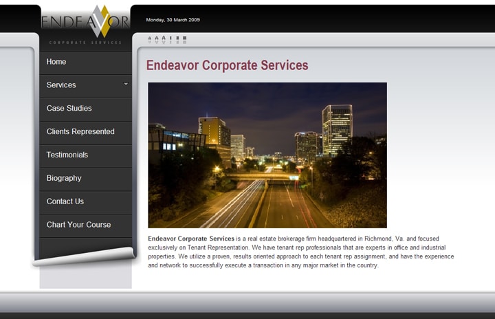 Endeavor Corporate Services website homepage