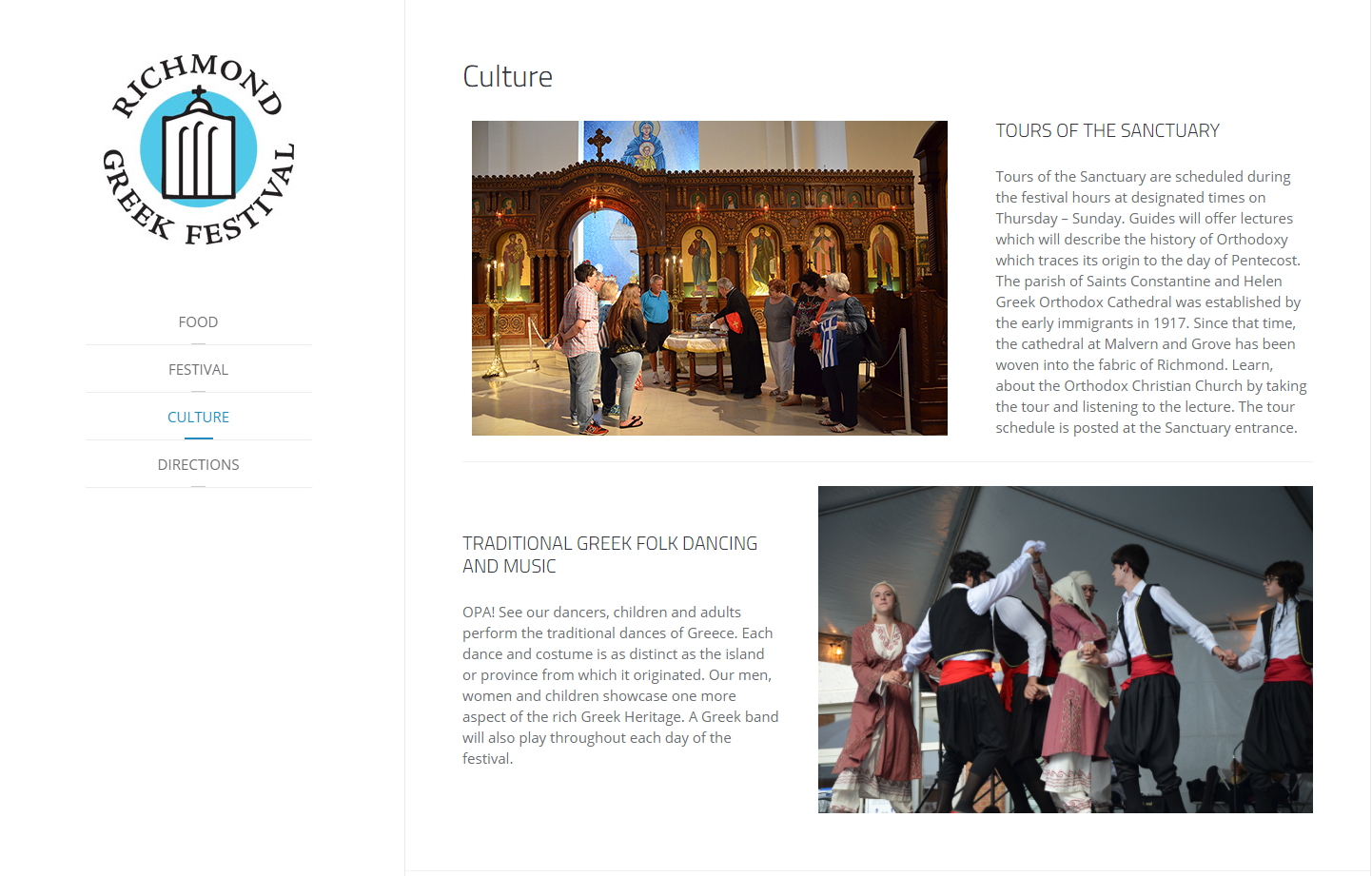 Richmond Greek Festival website homepage