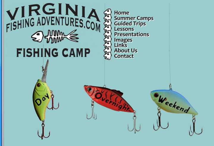 Virginia Fishing Adventures website homepage